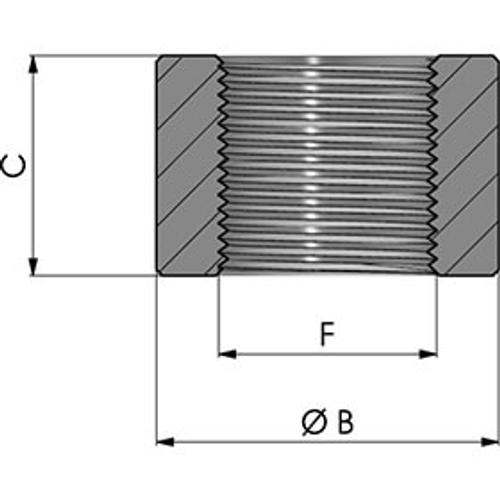 Size diagram of internal threaded port