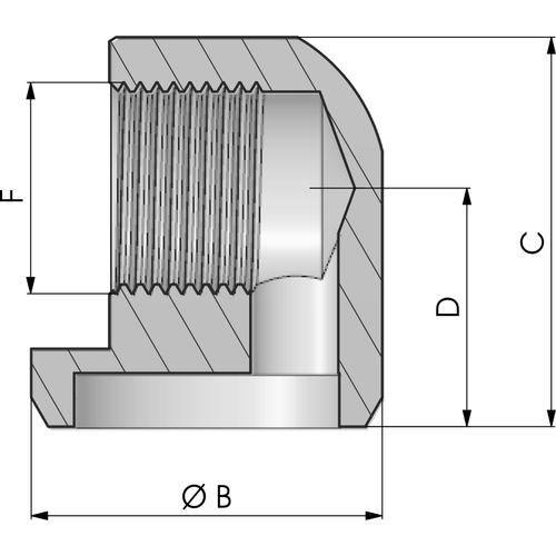 Size diagram of the internal threaded elbow port