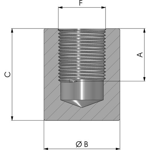 Size diagram of the internal threaded blind port