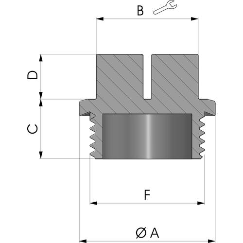 Size drawing of the pipe fitting protective cap