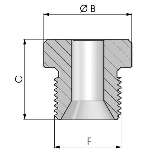 Size diagram of the short external thread nipple