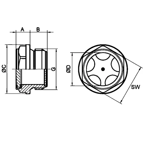 Oil Sight Glass dimension drawing