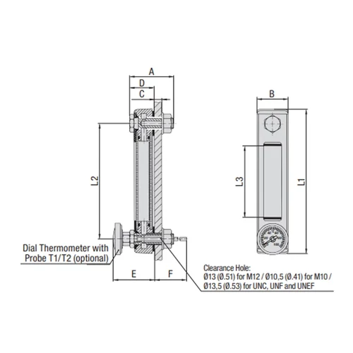 Dimension drawing of SNA type level indicator