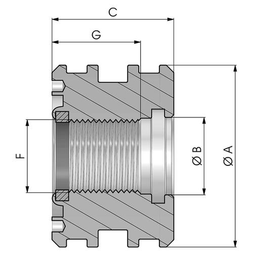 Size drawing of the threaded - self-locking PDH type piston