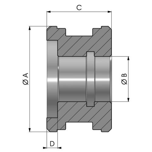 Size drawing of the short type piston