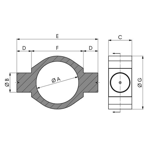 Size diagram of the pin-type hydraulic cylinder collar