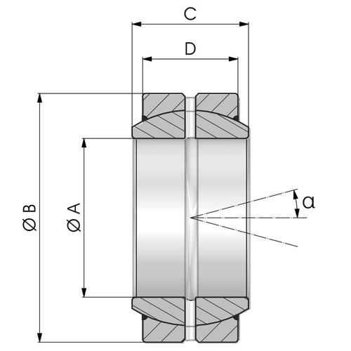 Size diagram of the GE..ES 2RS spherical plain bearing
