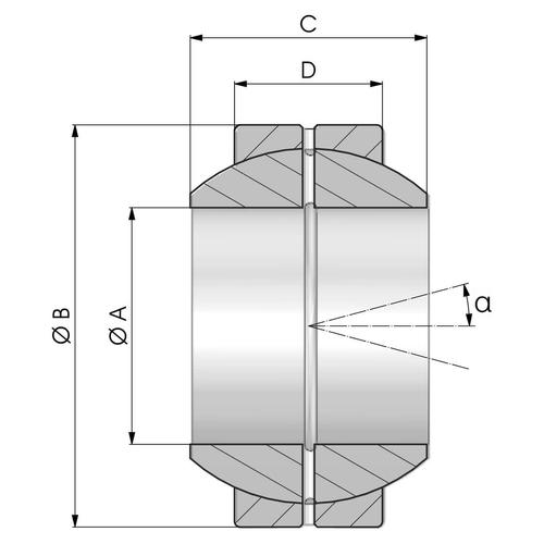 Size diagram of the GE..FO type spherical plain bearing