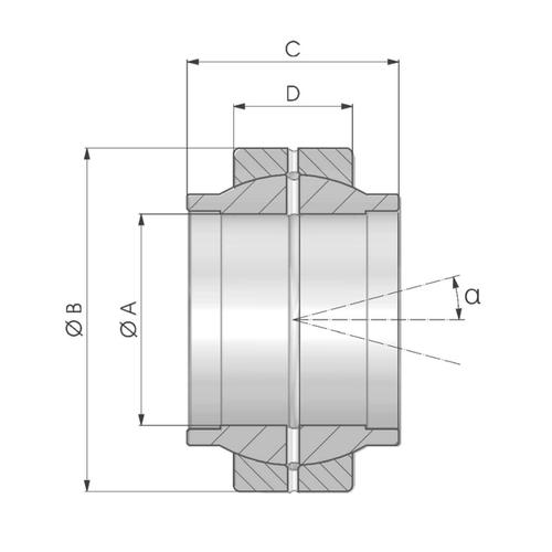 Size diagram of the GE..LO type spherical plain bearing