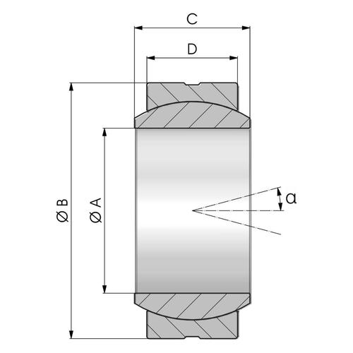 Size diagram of the GE..TGR type spherical plain bearing