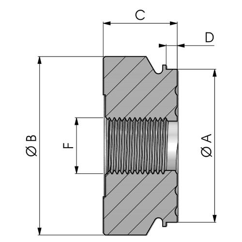Size diagram of the rear oil-inlet cylinder bottom