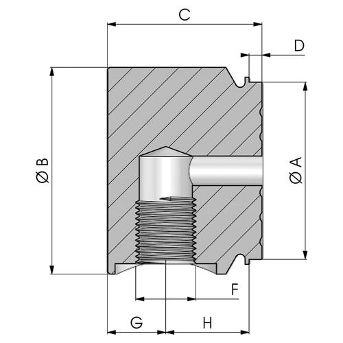 Size drawing of the oil inlet cylinder end cap