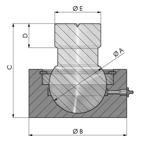 Size diagram of the rod end with spherical base