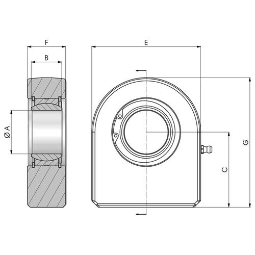 Size drawing of the S..N type weldable cylinder end