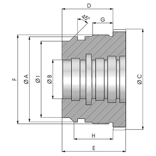 Size drawing of the heavy-duty rod guide