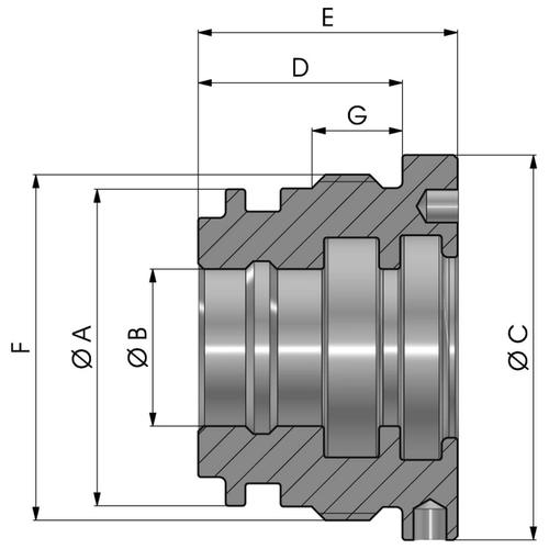 Size drawing of the short type rod guide